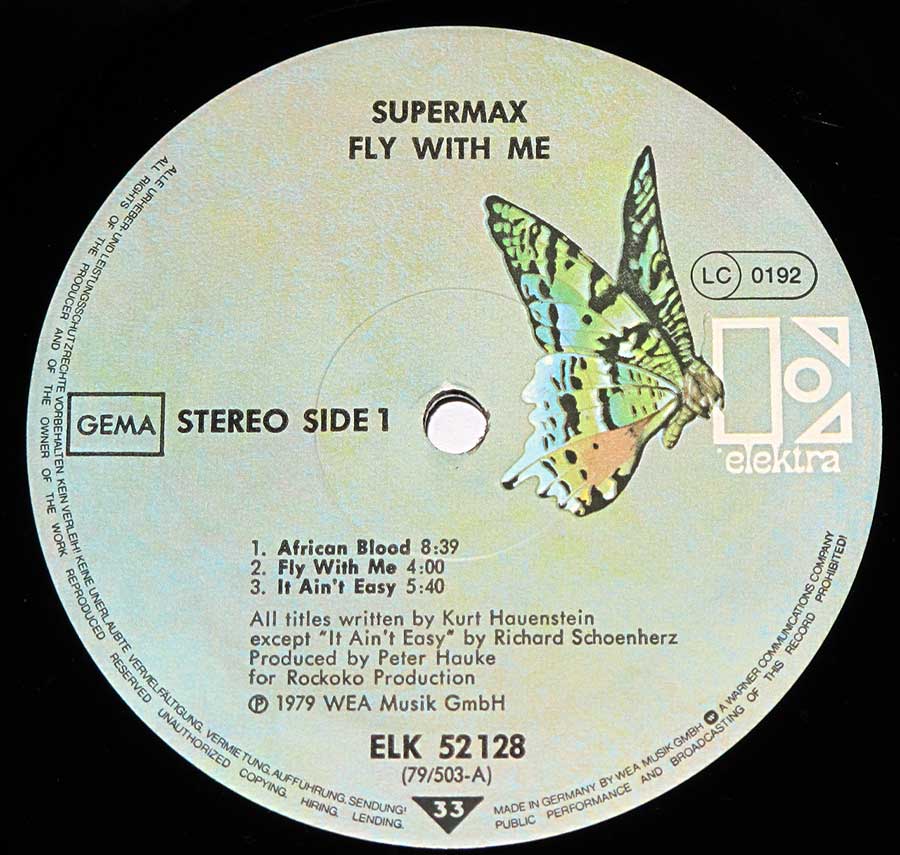 "Fly With Me" Record Label Details: Elektra ELK 52 128 