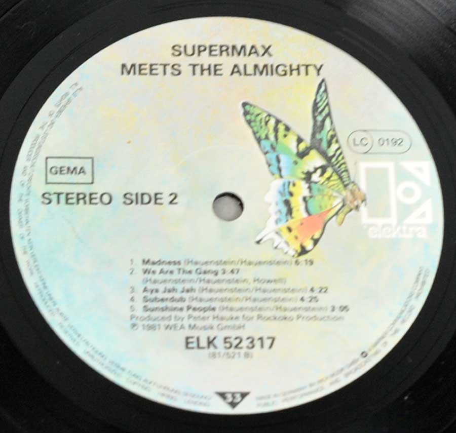 Side Two Close up of record's label SUPERMAX - Meets Almighty 12" Vinyl LP Album