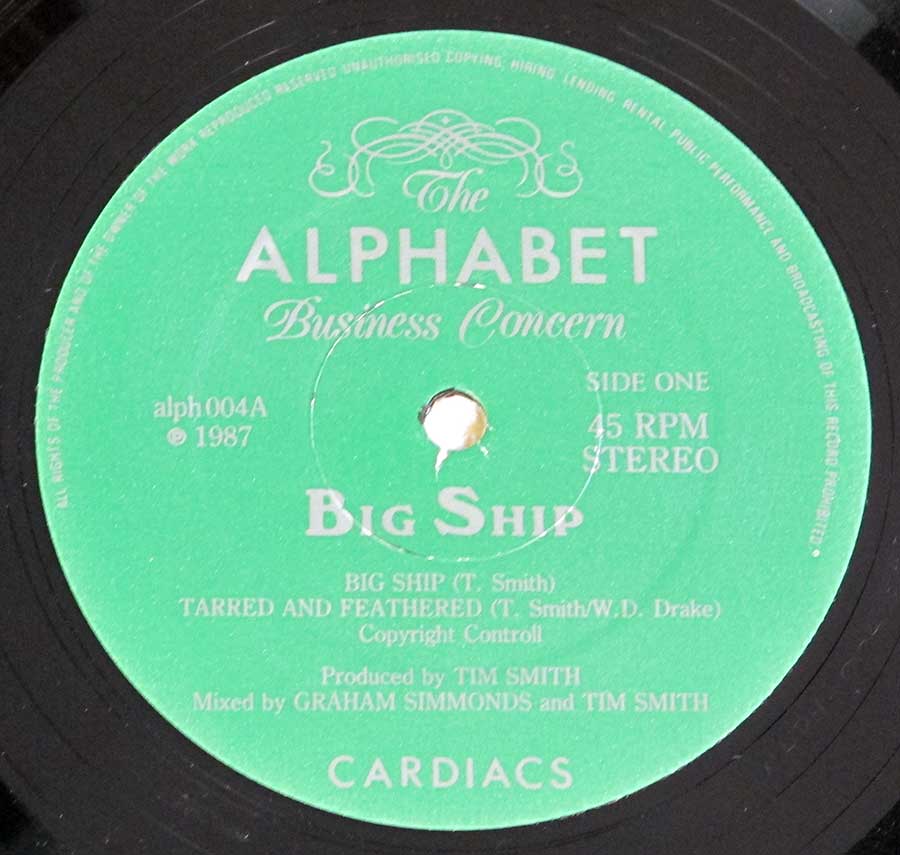 "BIG SHIP by the Cardiacs" Light Green Colour The ALPHABET Record Label Details: The ALPHABET Business Concern alph004 