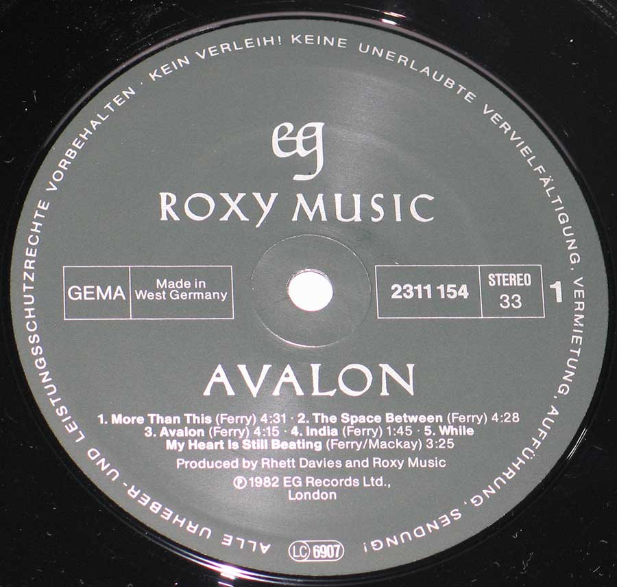 Front Cover Photo Of ROXY MUSIC - Avalon ( German Release ) 
