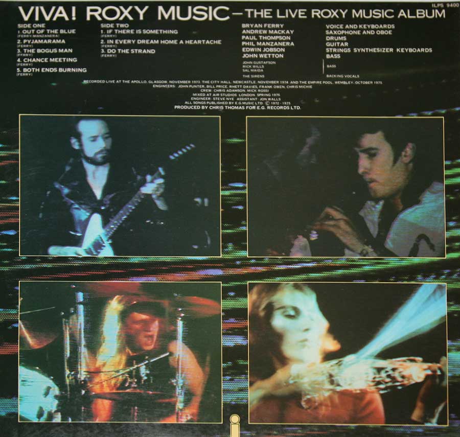 Photo of album back cover ROXY MUSIC - Viva! 