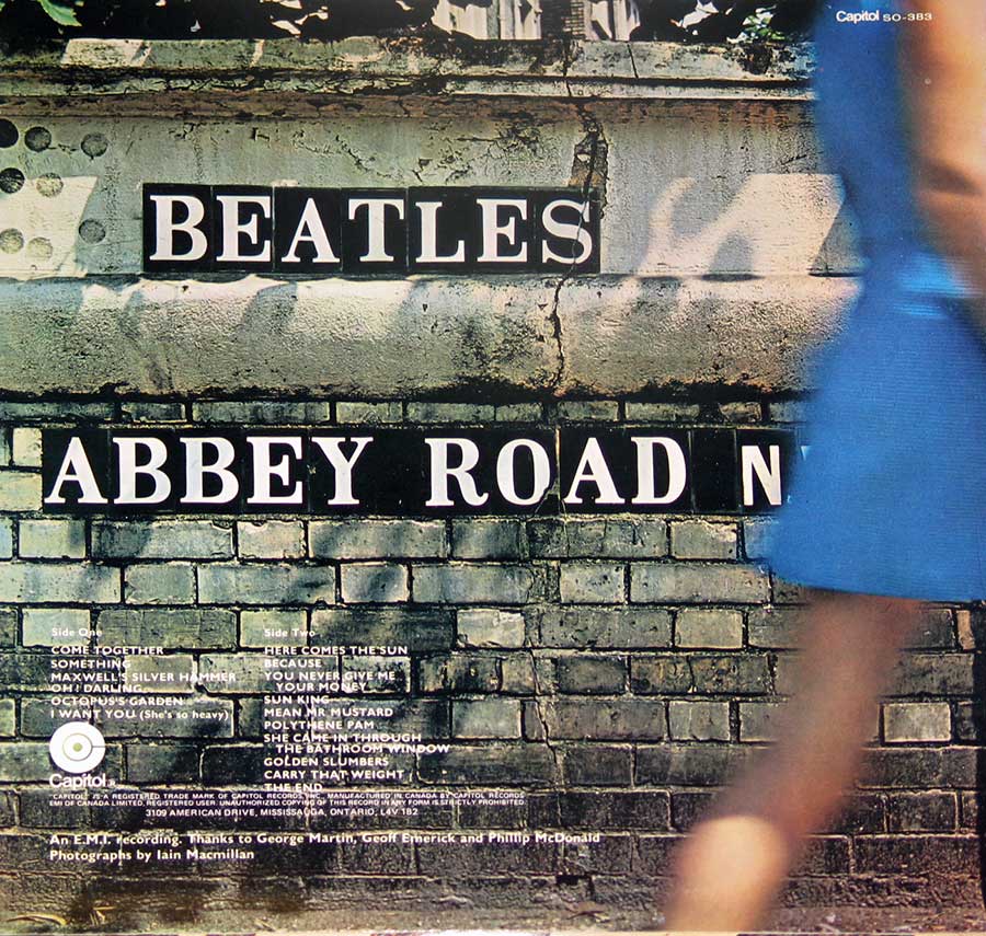 Album Back Cover  Photo of "BEATLES Abbey Road Capitol Records"