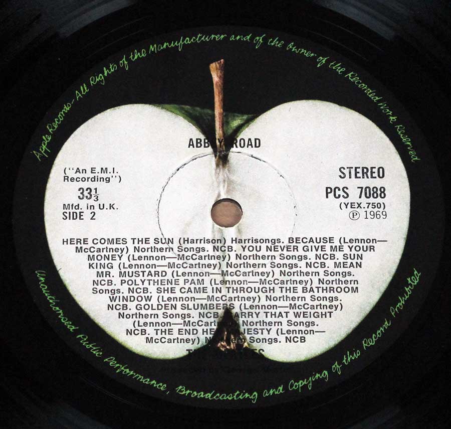 Close-up Photo of "Beatles - Abbey Road" Record Label 



