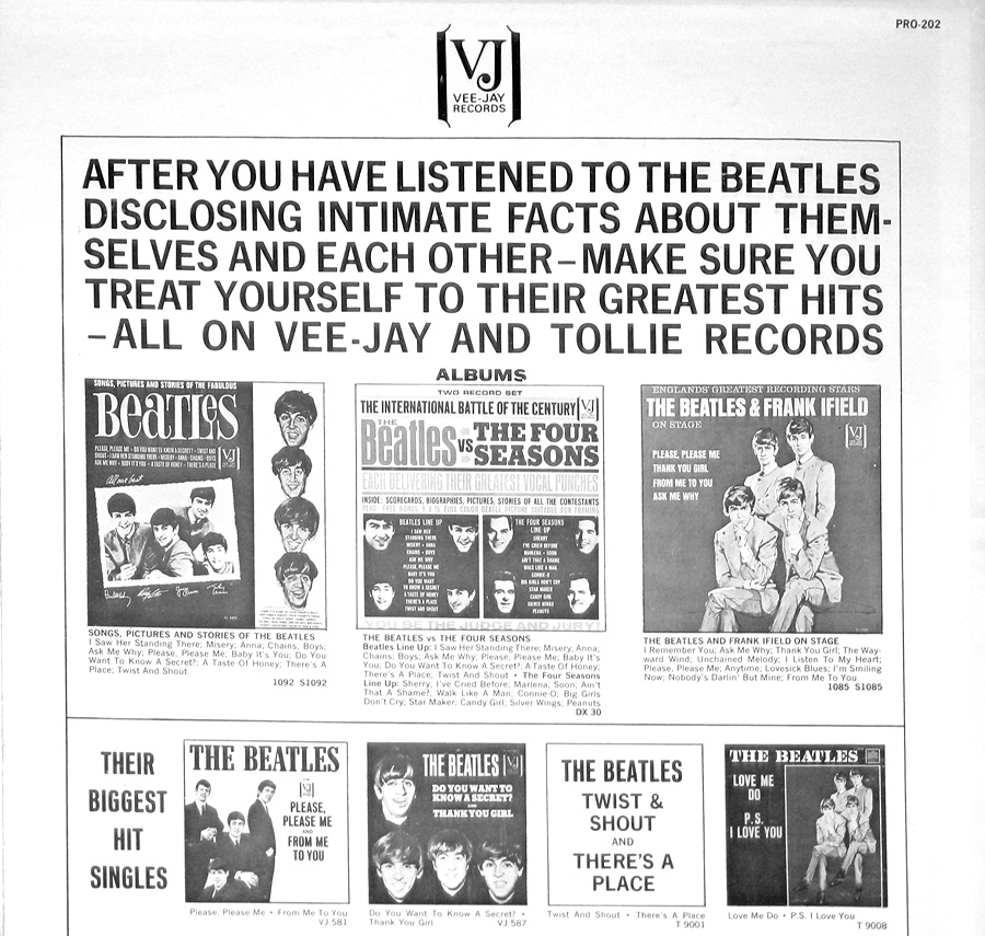 Photo of album back cover BEATLES - Hear the Beatles Tell All 12" Vinyl LP Album