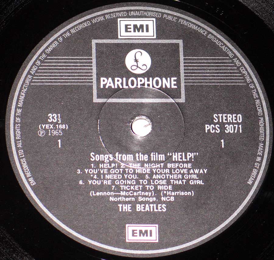 Photo of record label of BEATLES - Help! 