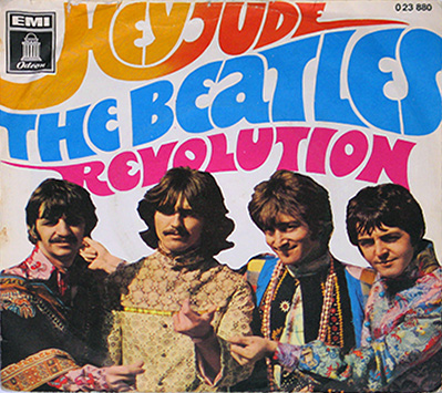 large album front cover photo of: Beatles Hey Jude / Revolution Odeon 7": PS Single  