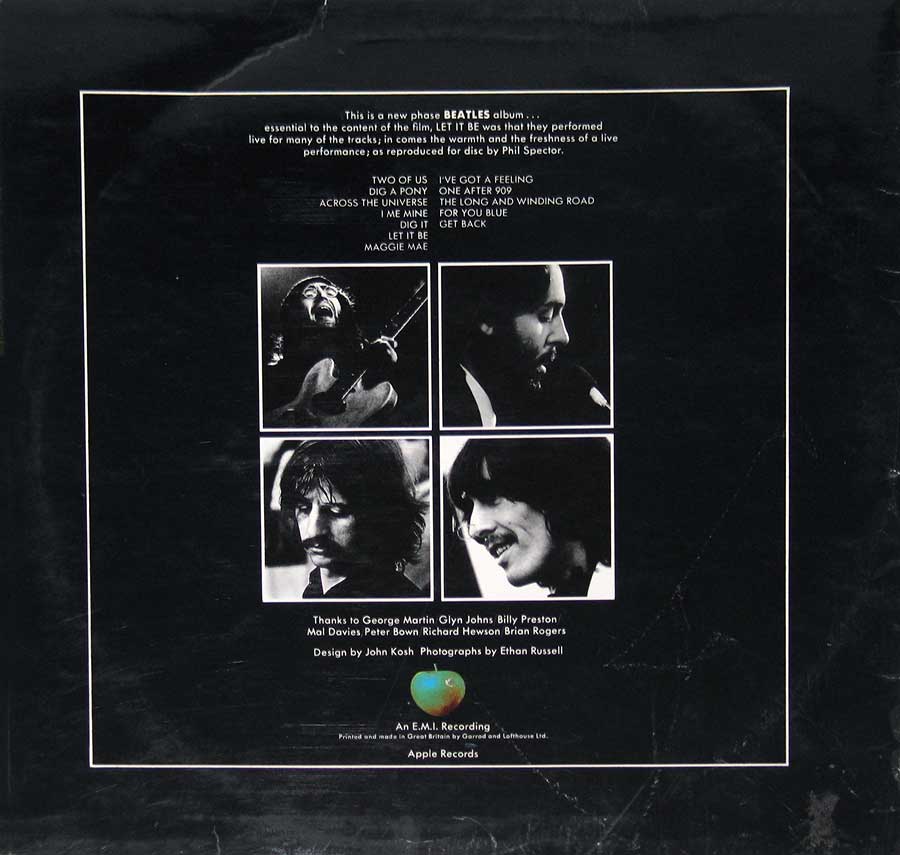 BEATLES - Let It Be Manufactured In UK YEX 773-3U 12" Vinyl LP Album back cover