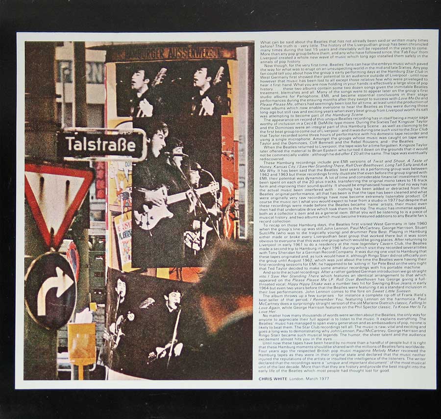 Photo One Of The Original Custom Inner Sleeve BEATLES - Live At The Star-Club in Hamburg 1962 12" Vinyl LP Album 