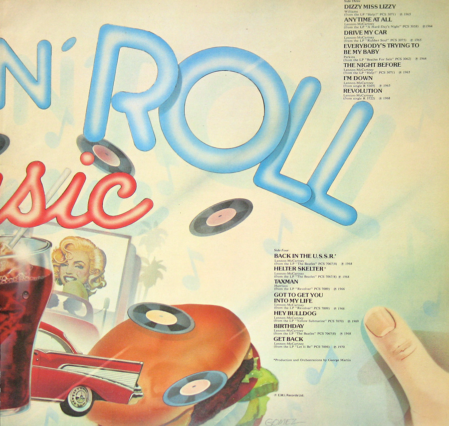 Photo of the right page inside cover BEATLES - Rock and Roll Music UK Release 12" Vinyl LP Album 
