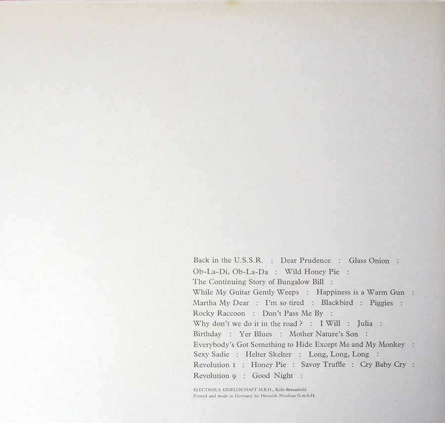 Photo of the left page inside cover The Beatles - White Album 