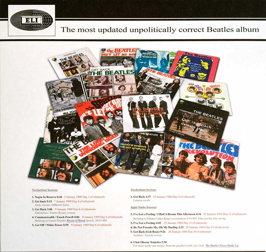 Photo of album back cover THE BEATLES - White Power 