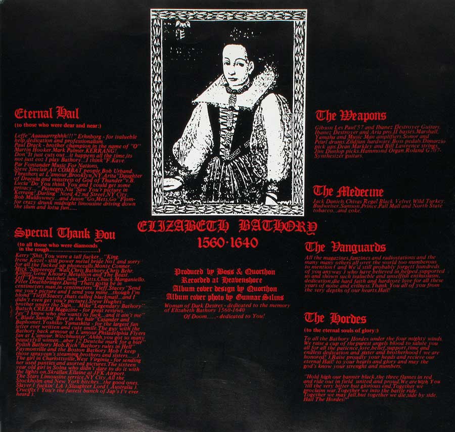 Inner Cover   of "BATHORY - Under the Sign of the Black Mark" Album