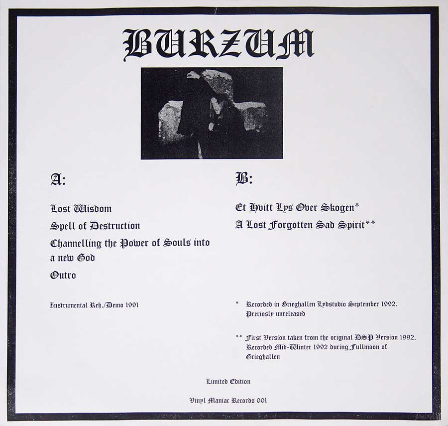 High Resolution Photo #11 Burzum Demo LP Vinyl Maniac records