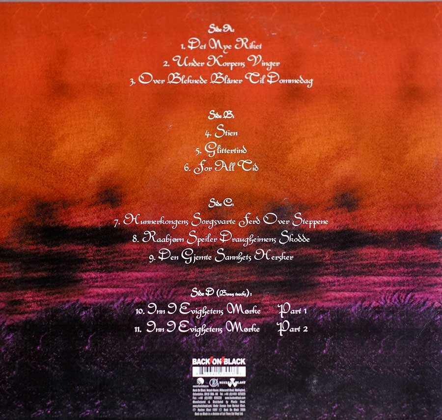 DIMMU BORGIR - For All Tid Colour Violet Splatter Vinyl 2LP BONUS TRACKS 12" VINYL
 back cover