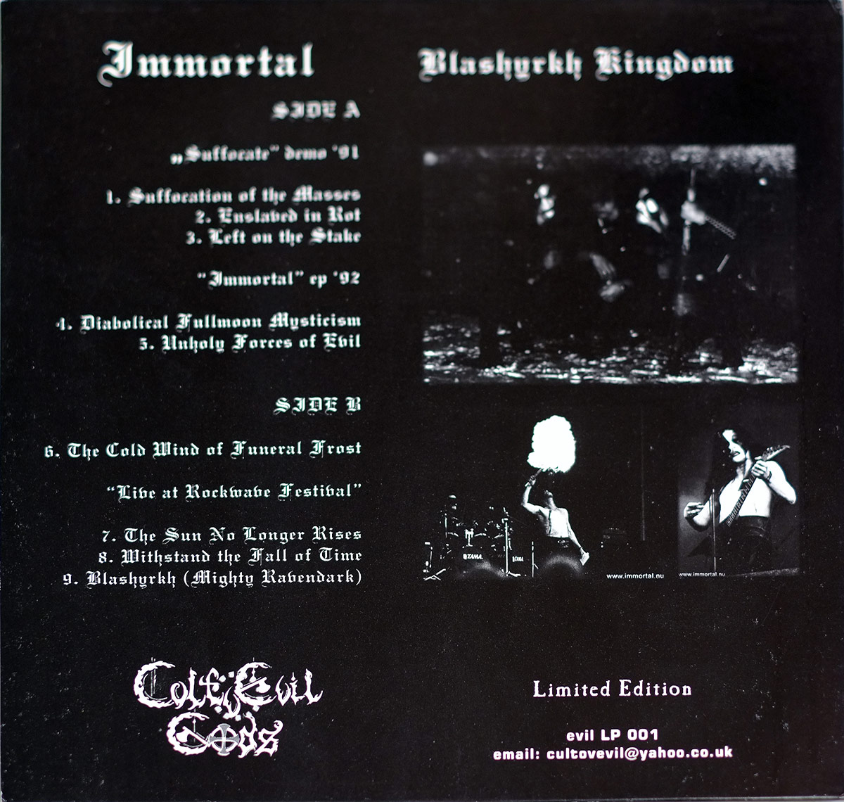 Album Back Cover Photo IMMORTAL - Blashyrkh Kingdom Limited Edition Vinyl Record Gallery https://vinyl-records.nl//