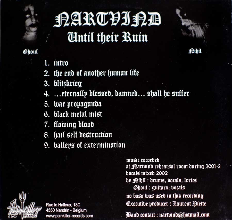 Photo of album back cover NARTVIND - Until Their Ruin ( Ltd Ed )