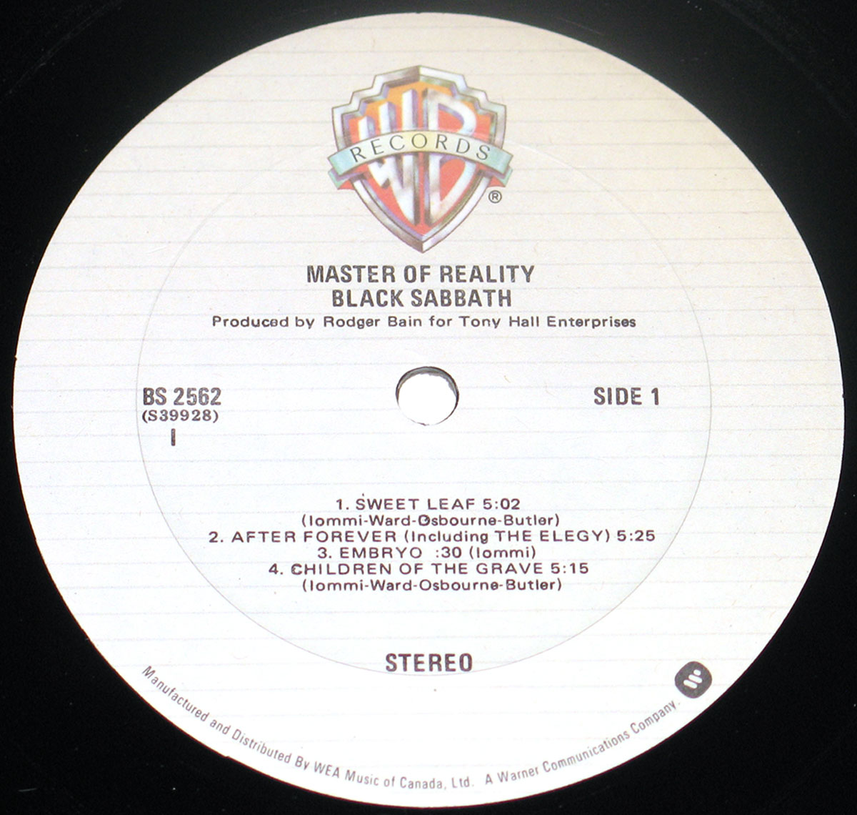 High Resolution Photo black sabbath master of reality canada Vinyl Record