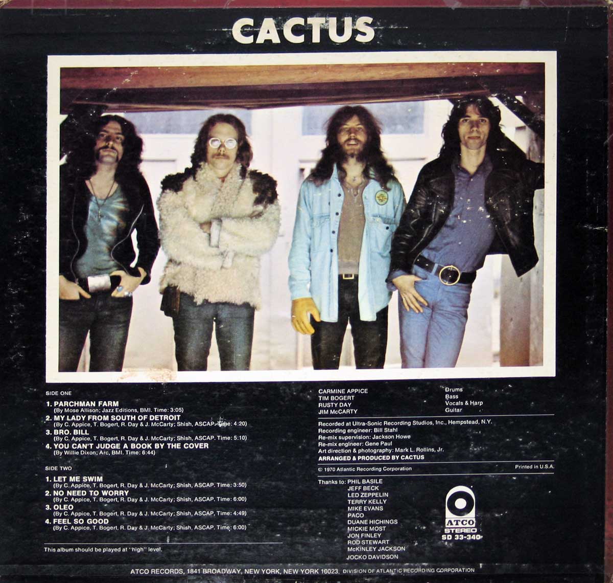 large hires Photo of Cactus band-members on the album Back Cover  