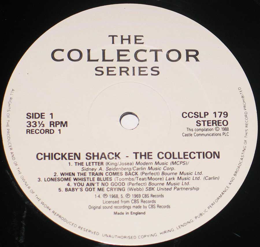 "The Collection" Record Label Details: The Collector Series CCSLP 179, Made in England © 