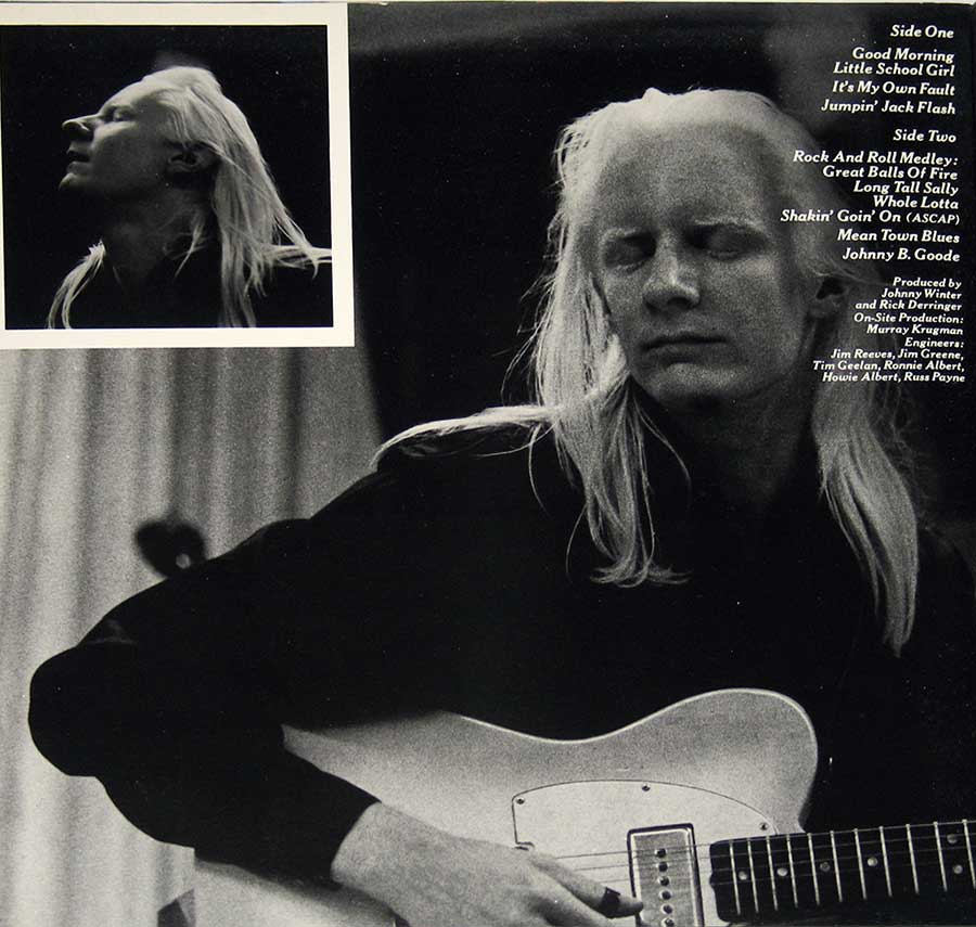 Photo of the left page inside cover JOHNNY WINTER AND & AND LIVE 2LP Vinyl ALBUM 