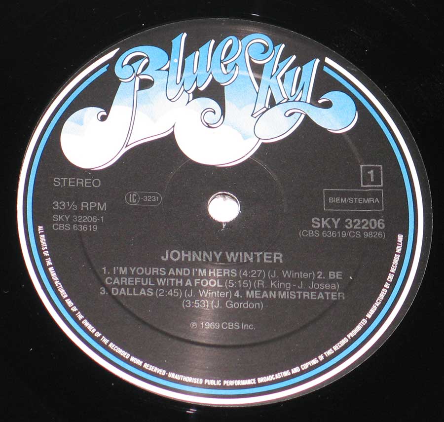 "TheFirst Album" Record Label Details: Blue Sky SKY 32206 ℗ 1969 CBS IncSound Copyright 