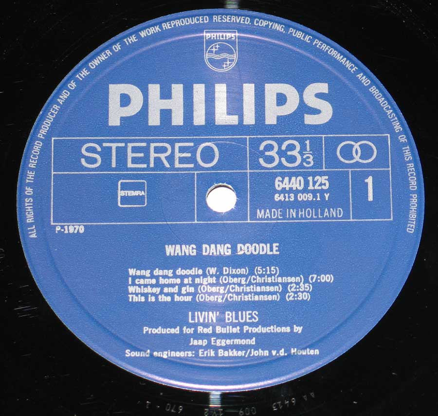 LIVIN' BLUES Wang Dang Doodle 12" VINYL LP ALBUM enlarged record label