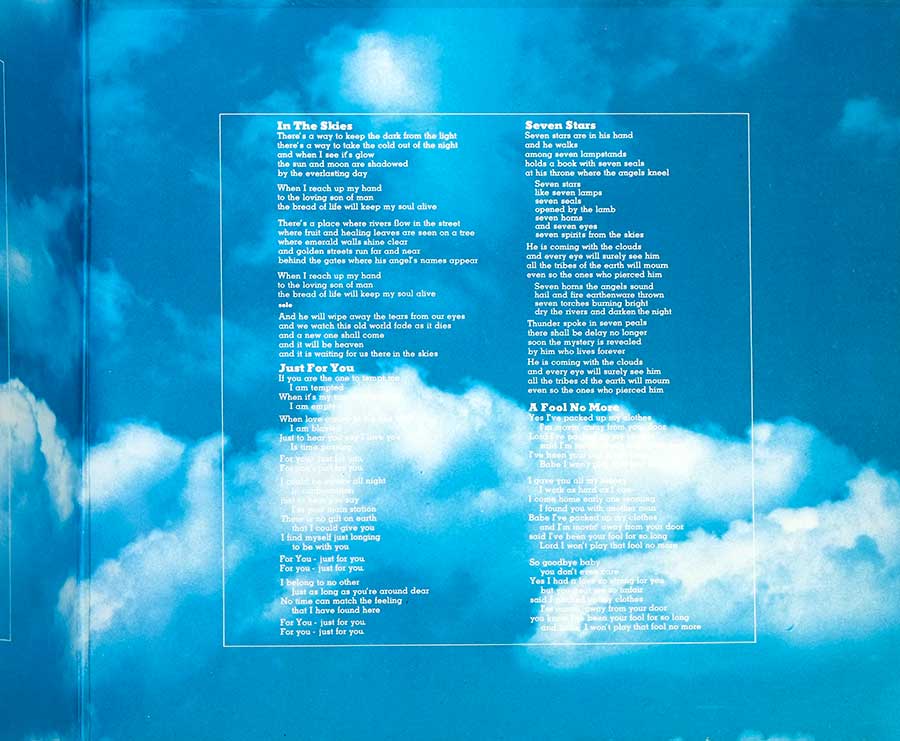 PETER GREEN – In The Skies (ex-Fleetwood Mac) 12" Vinyl LP Album  inner gatefold cover