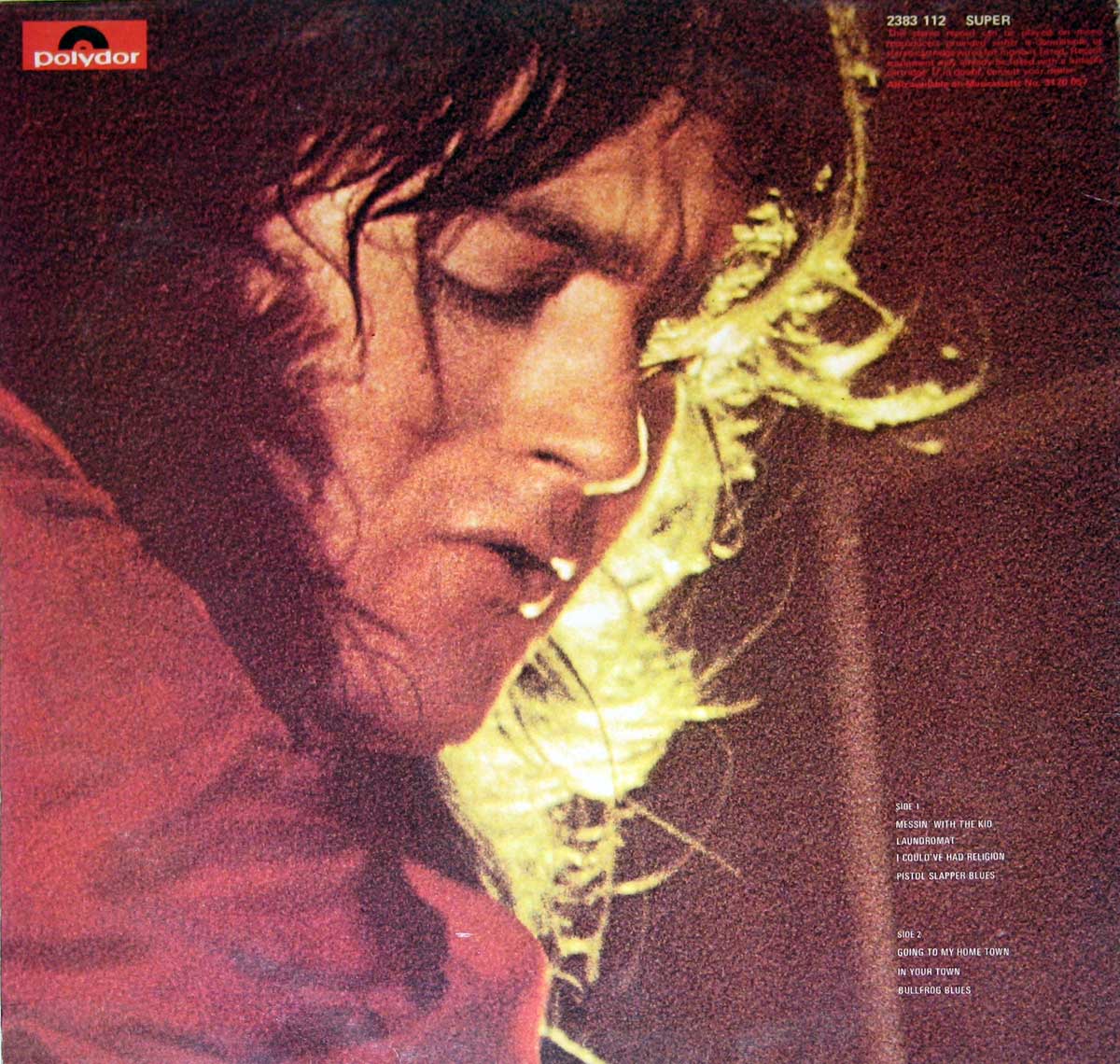 Photo of Rory Gallagher on the inside of the cover