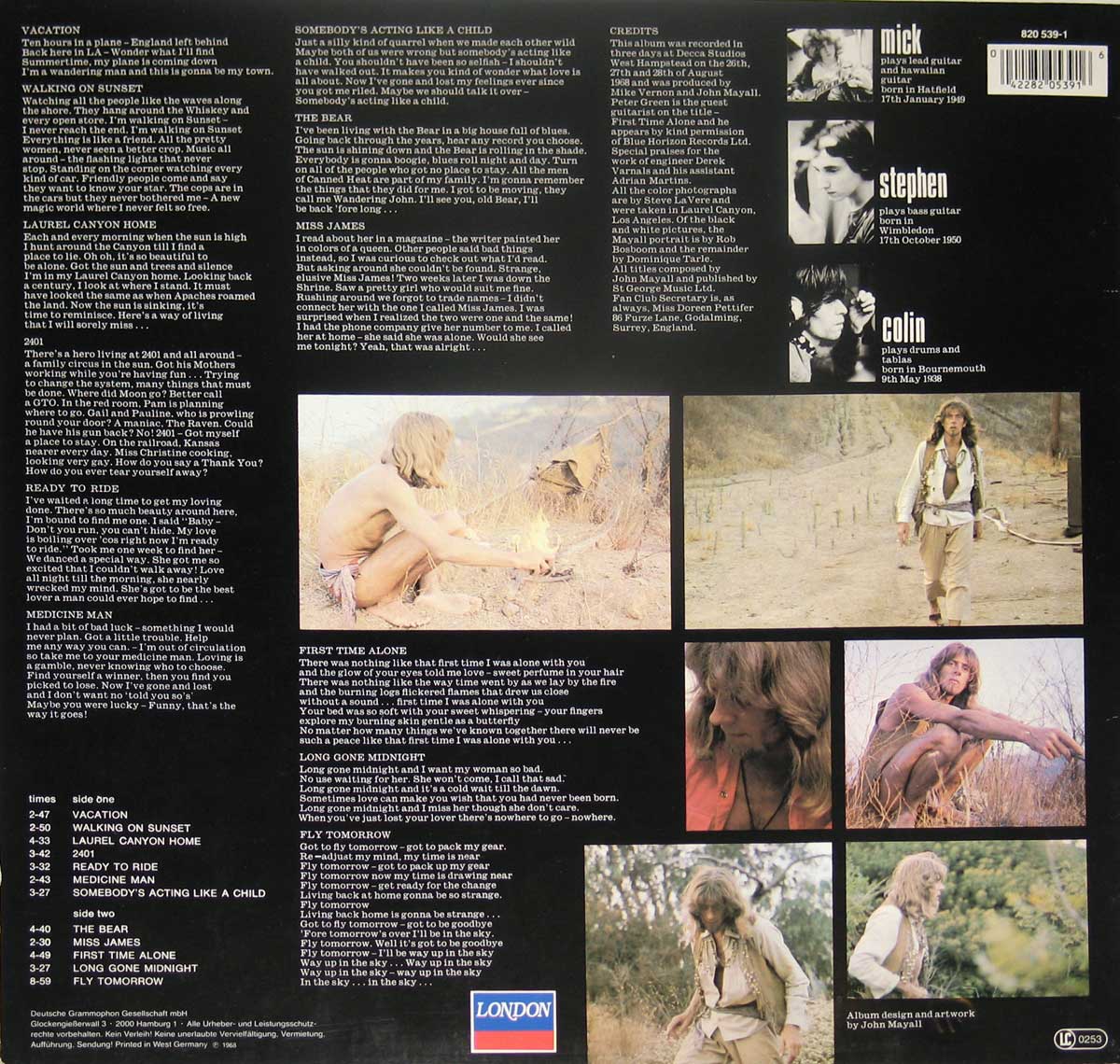 Photo of album back cover JOHN MAYALL - Blues From Laurel Canyon ( West-Germany ) 