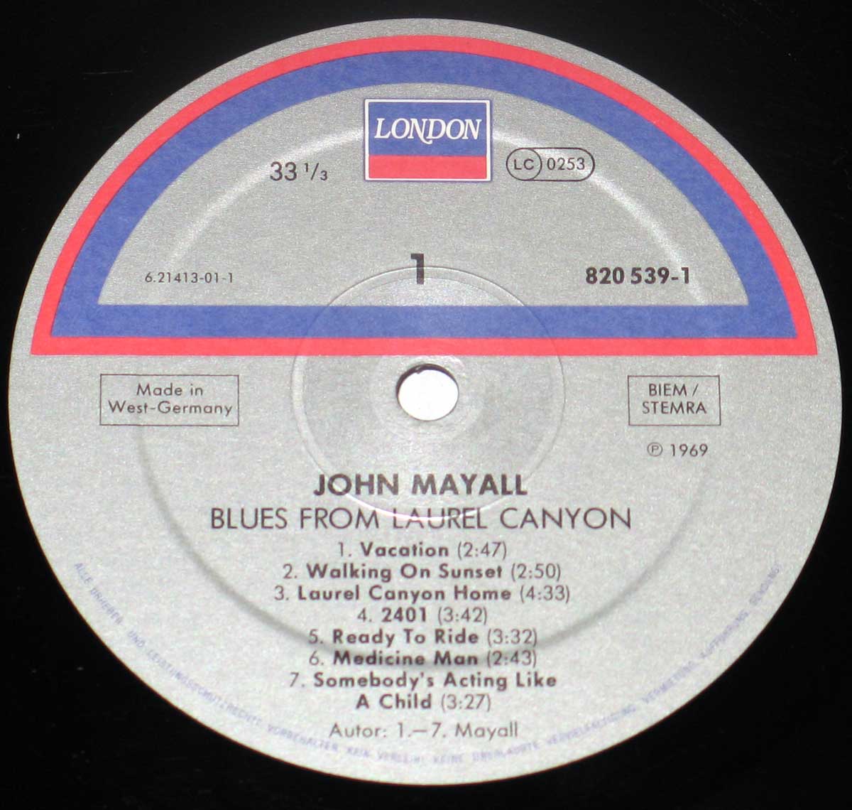 Photo of record label of JOHN MAYALL - Blues From Laurel Canyon ( West-Germany ) 