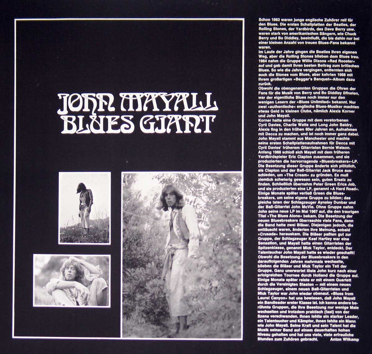 Photo of album Inner cover John Mayall - Blues Giant with Peter Green, Mick Taylor, Keef Hartley, John McVie 