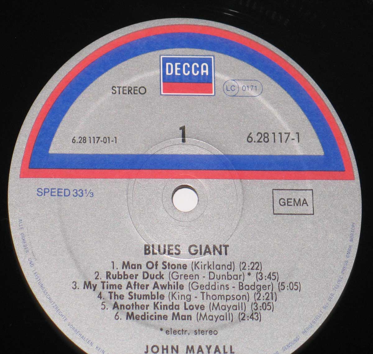 Photo of record label of John Mayall - Blues Giant with Peter Green, Mick Taylor, Keef Hartley, John McVie 