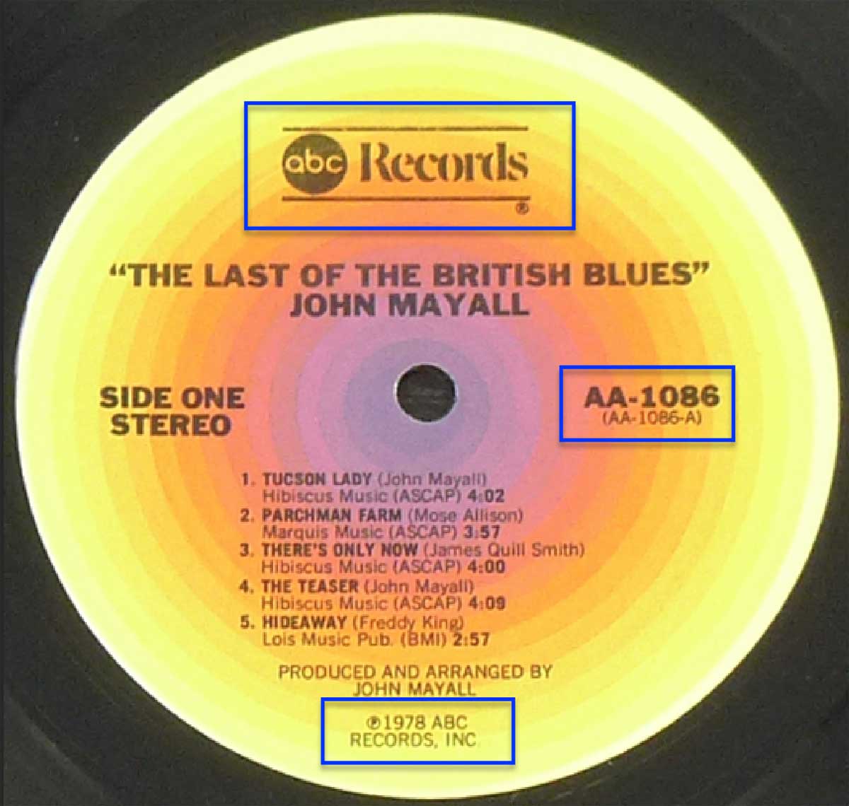Photo of record label of JOHN MAYALL - Last Of The British Blues 
