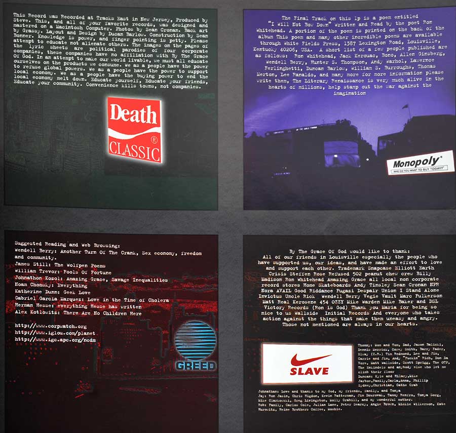 BY THE GRACE OF GOD - Perspective SXE 12" LP Vinyl Album custom inner sleeve