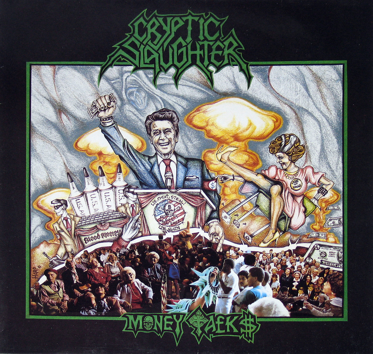CRYPTIC SLAUGHTER - Money Talks is the second album released by "Cryptic  Slaughter" Hardcore Punk Crossover Thrash Metal LP Vinyl Album Cover  Gallery & Information #vinylrecords