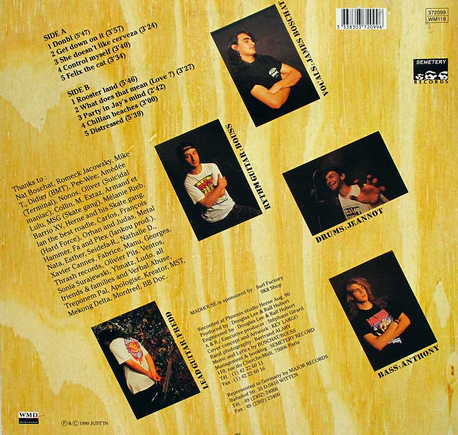 MADHOUSE - Razzle Dazzle Crossover Thrash 12" Vinyl LP Album back cover