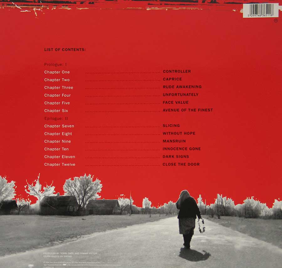 Photo of album back cover PRONG - Rude Awakening Red 12" VINYL LP Limited Edition