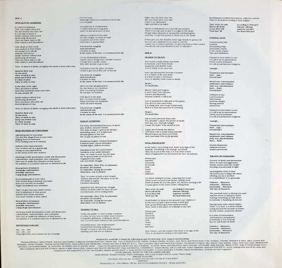 MASSACRA - Final Holocaust Shark Records 12" LP VINYL ALBUM custom inner sleeve