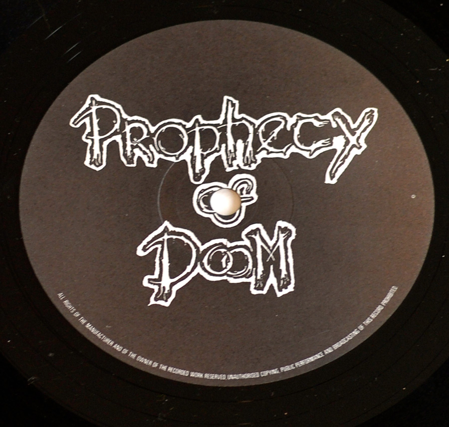 Close up of record's label PROPHECY OF DOOM - Acknowledge The Confusion Master Deaf Records 12" LP ALBUM VINYL  Side One