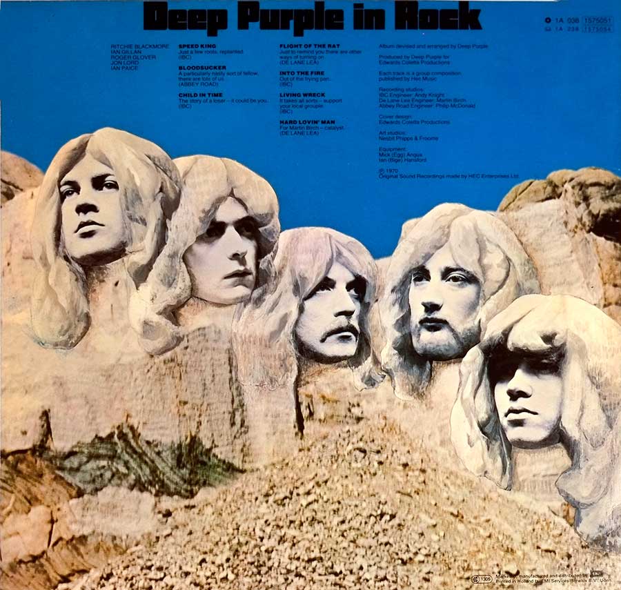 Photo of album back cover DEEP PURPLE - In Rock Fame Netherlands 12" LP Album Vinyl