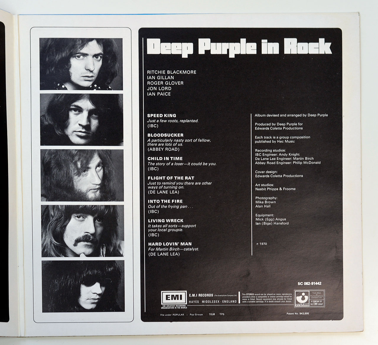 High Resolution Photo of the Inside Page of the Gatefold Cover Side Two of DEEP PURPLE - In Rock (Netherlands) https://vinyl-records.nl