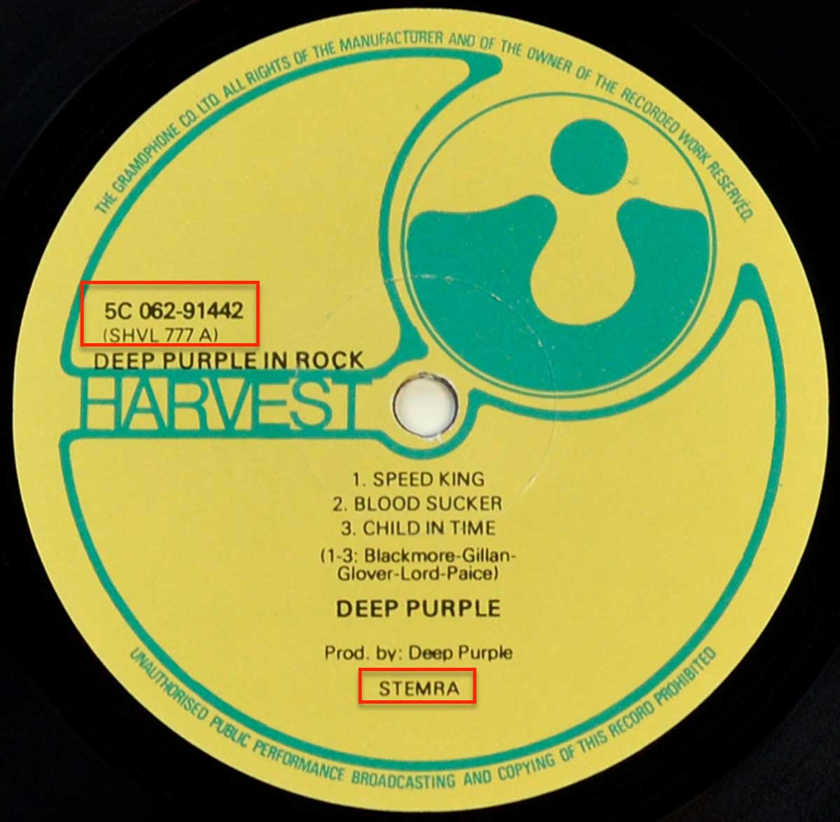 Enlarged High Resolution Photo of the Record's label DEEP PURPLE - In Rock (Netherlands) https://vinyl-records.nl