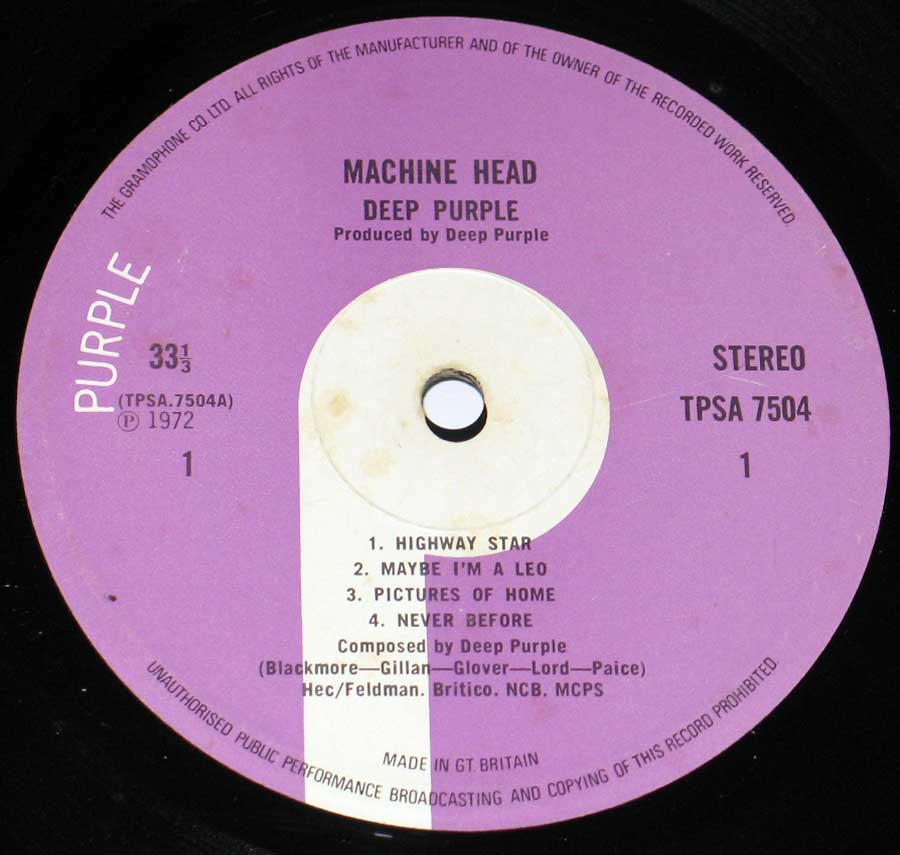 High Resolution Photo deep purple machine head gb black border Vinyl Record