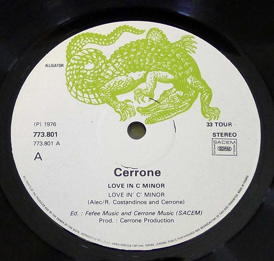 Photo of record label of CERRONE - Love In C Minor ( Sexy Nude Uncensored Front Cover )  