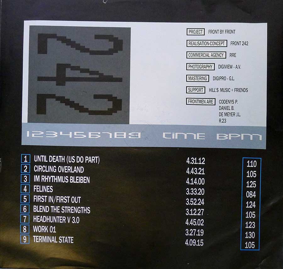 FRONT 242 - Front By Front 12" LP VINYL Album custom inner sleeve