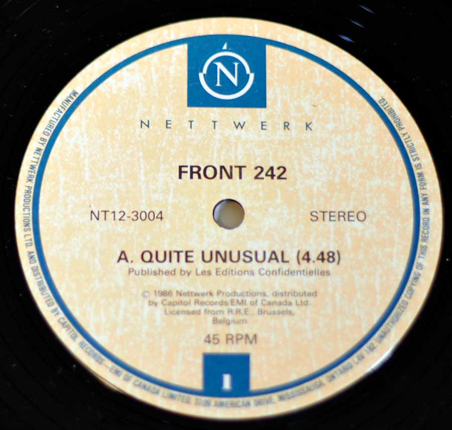 Close-up of Record Label Photo FRONT 242 - Quite Unusual  Vinyl Record Store https://vinyl-records.nl//