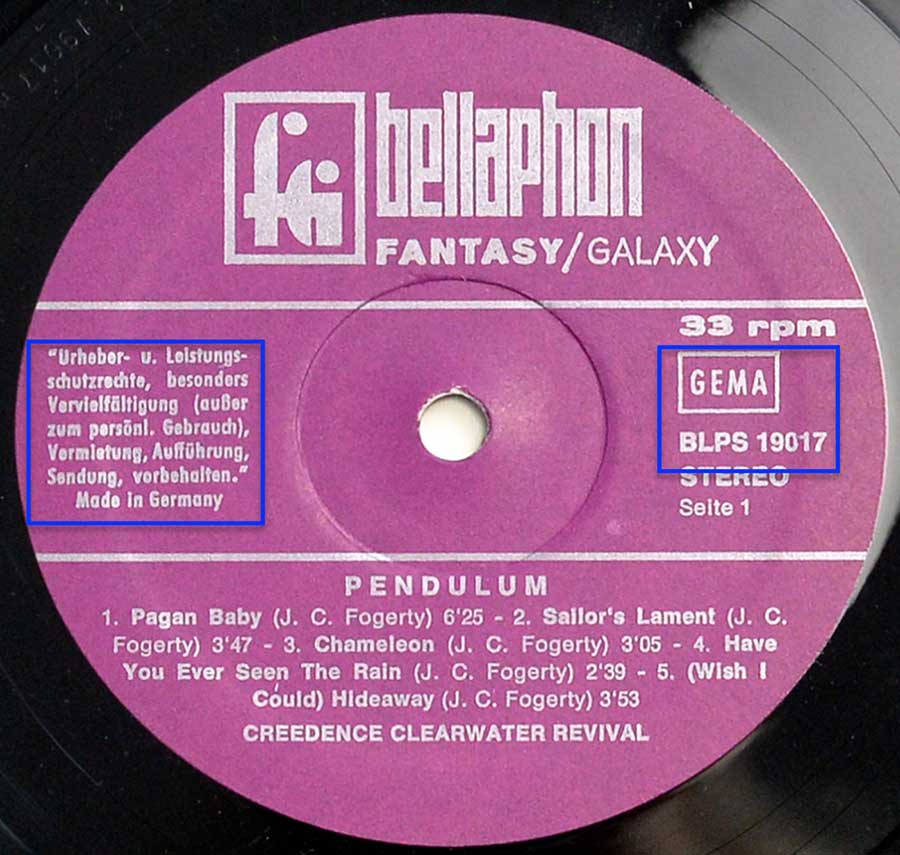 High Resolution Photo CCR Pendulum Vinyl Record