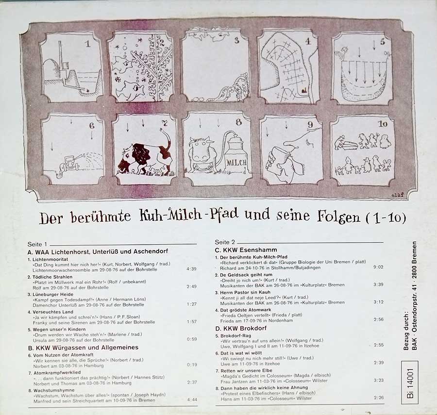 Album Back Cover  Photo of "ATOMANLAGEN - in Liedern und Gedichten ihrer Norddeutscher gegner"