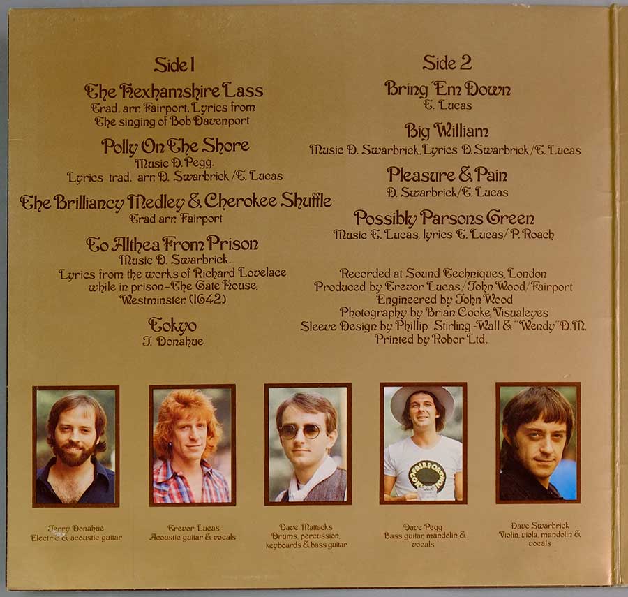 Photo of the left page inside cover FAIRPORT CONVENTION - Nine ( Gatefold Cover ) 