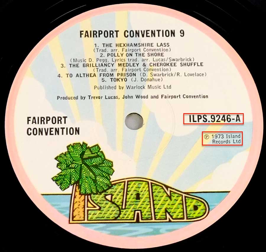 Photo of record label of FAIRPORT CONVENTION - Nine ( Gatefold Cover ) 